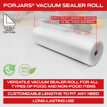 Load image into Gallery viewer, Vacuum Sealer Roll (8-inch) - Textured on Both Sides, 7.5 Mil Thickness