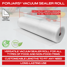 Load image into Gallery viewer, Vacuum Sealer Roll ( 11-inch)- Textured on Both Sides, 7.5 Mil Thickness
