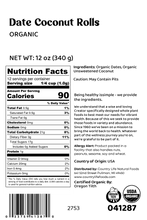 Load image into Gallery viewer, Date Coconut Roll, Organic