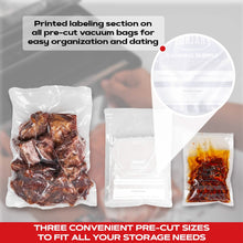 Load image into Gallery viewer, 100 Count 11x16 Vacuum Sealer Bags - Textured on Both Sides, 7.5 Mil Thickness