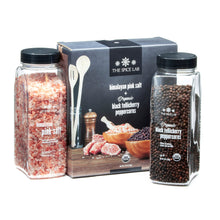 Load image into Gallery viewer, Himalayan Pink Salt Coarse &amp; Organic Black Tellicherry Peppercorns Combo Pack
