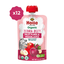 Load image into Gallery viewer, Holle Baby Food Pouches - Organic Fruit &amp; Veggie Puree - Zebra Beet