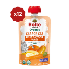 Load image into Gallery viewer, Holle Baby Food Pouches - Organic Fruit &amp; Veggie Puree - Carrot Cat