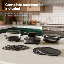 Load image into Gallery viewer, Kismile 5-in-1 Portable Glass Air Fryer, 2.6QT &amp; 4.7QT Dual Glass Containers with Lids, 85% Less Oil, Compact Smart Air Fryer Oven for Deep Roast, Crisp, Keep Warm – Freezer &amp; Dishwasher Safe