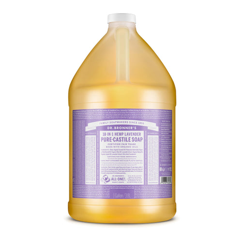 Dr. Bronner's - Pure-Castile Liquid Soap (Lavender, 1 Gallon) - Made with Organic Oils, 18-in-1 Uses: Face, Body, Hair, Laundry, Pets and Dishes, Concentrated, Vegan, Non-GMO
