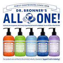 Load image into Gallery viewer, Dr. Bronner&#39;s - Organic Sugar Soap (12 oz Variety Pack) Lavender, Peppermint, Tea Tree, &amp; Lemongrass - Made with Organic Oils, Sugar &amp; Shikakai Powder, 4-in-1 Use: Hands, Body, Face &amp; Hair | 4 Count