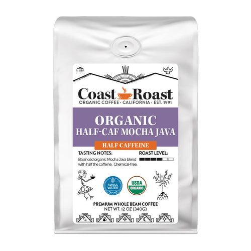 Organic Swiss Water Half-Caf Mocha Java Whole Bean Coffee