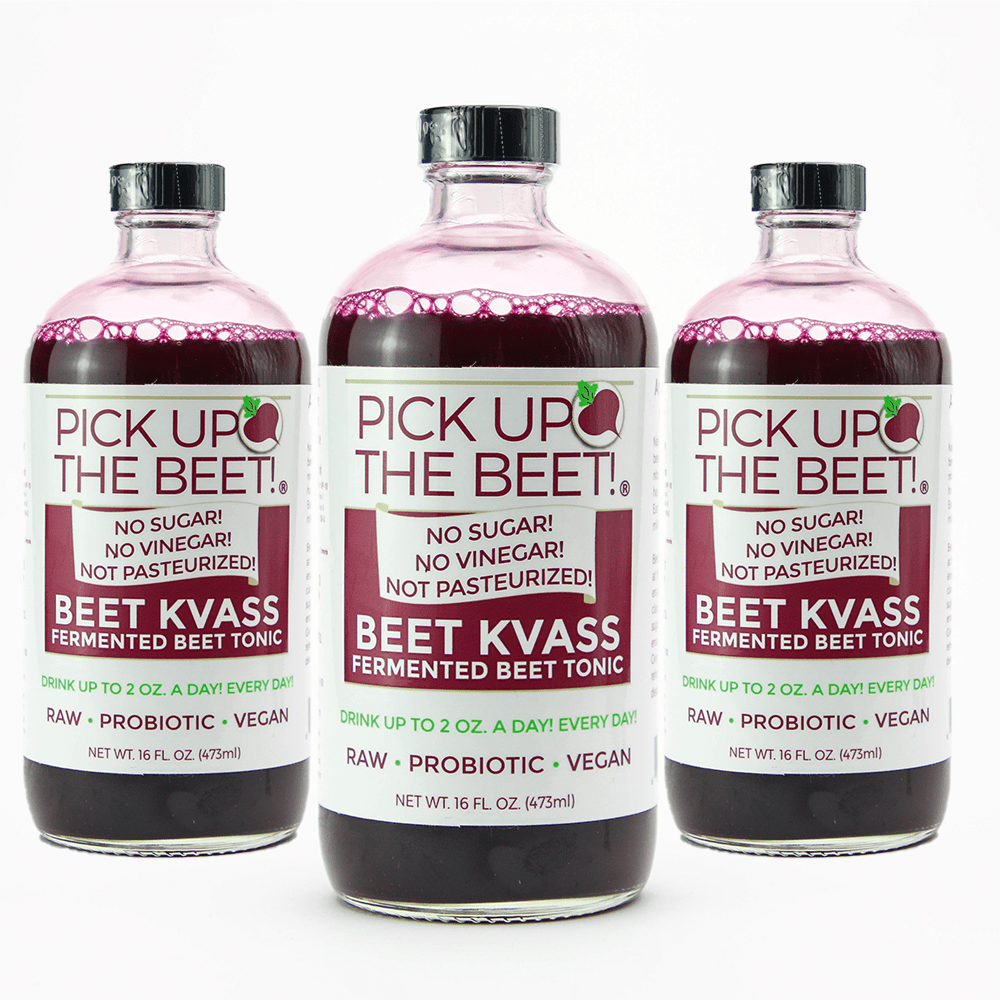 Organic Raw Beet Juice Kvass 3 Pack 16oz Natural Beetroot