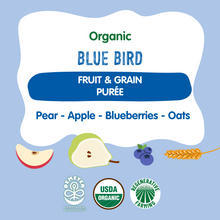 Load image into Gallery viewer, Holle Baby Food Pouches - Organic Fruit &amp; Grain Puree - Blue Bird