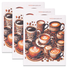 Load image into Gallery viewer, Eco-Friendly Swedish Dishcloths - Coffee and Beans Set of 3 (Paper Towel Replacements)