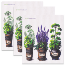 Load image into Gallery viewer, Eco-Friendly Swedish Dishcloths - Dill-Lavender-Parsley Set of 3 (Paper Towel Replacements)