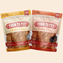 Load image into Gallery viewer, Turkey &amp; Chicken Chip Dog Treat Duo | Single-Ingredient Poultry Treats for Dogs