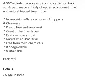 Coconut scrub/scouring pads