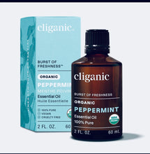 Load image into Gallery viewer, 2 oz organic peppermint essential oil bottle with box (steam distilled)  