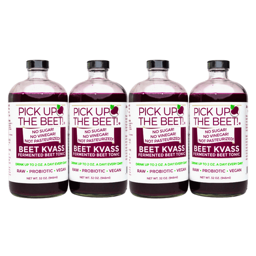 4-Pack Organic Probiotic Raw Beet Juice Kvass 32oz