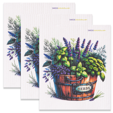Load image into Gallery viewer, Eco-Friendly Swedish Dishcloths - Herbs in Pot Set of 3 (Paper Towel Replacements)