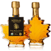 Load image into Gallery viewer, 100ml Vermont Maple Leaf Favor Bottle of Organic Pure Vermont Maple Syrup