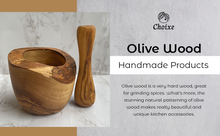 Load image into Gallery viewer, Olive Wood Mortar Pestle Rustic Handmade Kitchen Grinder For Spices