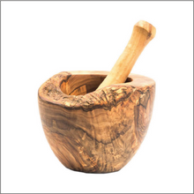 Load image into Gallery viewer, Olive Wood Rustic Mortar and Pestle | Kitchen [Wood] | Kitchen + Metal