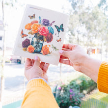 Load image into Gallery viewer, Eco-Friendly Swedish Dishcloths - Roses in Mason Jar Set of 3 (Paper Towel Replacements)