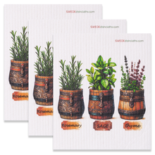 Load image into Gallery viewer, Eco-Friendly Swedish Dishcloths - Rosemary-Sage-Thyme Set of 3 (Paper Towel Replacements)
