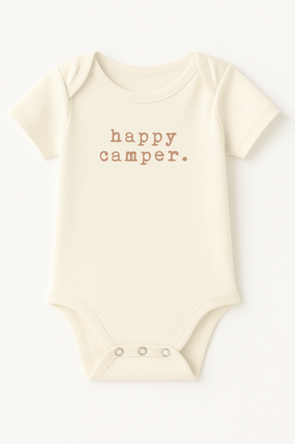 Happy Camper Clay Organic Cotton Baby Bodysuit Short Sleeve