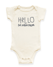 Load image into Gallery viewer, Hello I&#39;m New Here Organic Baby Bodysuit