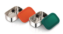 Load image into Gallery viewer, Stainless Steel Snack Rectangle Container Set (Two) for Veggies, Fruit, Chips, Dips and more