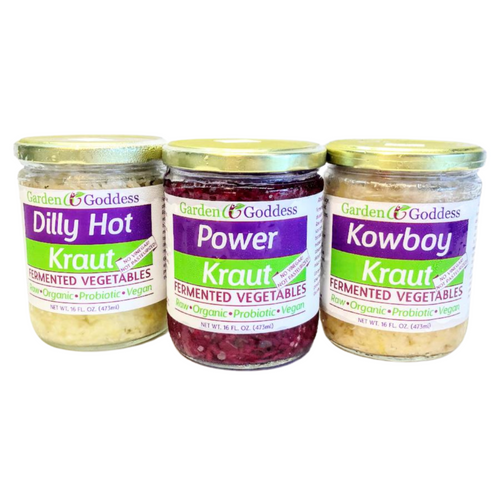 Sauerkraut Trio: Fresh Organic, Fermented 3 Krauts, Mix & Match 16oz Jars