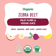 Load image into Gallery viewer, Holle Baby Food Pouches - Organic Fruit &amp; Veggie Puree - Zebra Beet