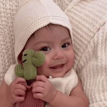 Load image into Gallery viewer, Organic Baby Bonnet Hats, Hand knit by Estella