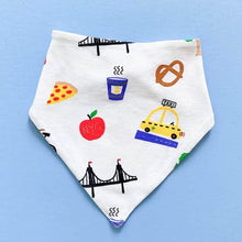 Load image into Gallery viewer, Organic Baby Bib Kerchief Reversible - Big City All Over Print by Estella