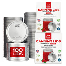 Load image into Gallery viewer, 100 Count: 50 Regular Mouth + 50 Wide Mouth Canning Lids