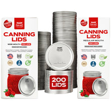 Load image into Gallery viewer, 200 Count: 100 Regular Mouth + 100 Wide Mouth Canning Lids