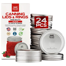 Load image into Gallery viewer, 12 Wide Mouth Canning Lids + 12 Rings