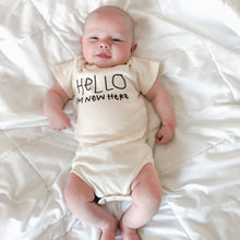 Load image into Gallery viewer, Hello I&#39;m New Here Organic Baby Bodysuit