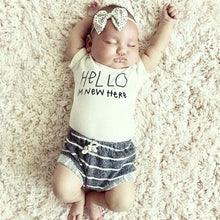 Load image into Gallery viewer, Hello I&#39;m New Here Organic Baby Bodysuit