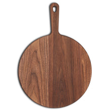 Load image into Gallery viewer, XL Walnut Paddle Cutting Board With Handle, Round Charcuterie Board, Wedding Gift, Charcuterie Board With Handle, 100% Handmade in the USA