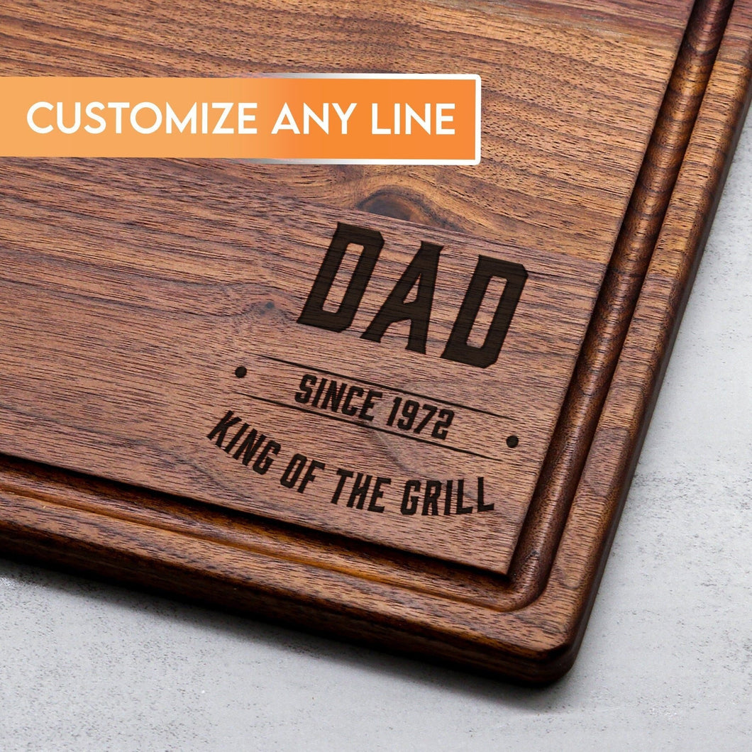 King of the Grill Cutting Board, Personalized Gift For Dad, Custom Grilling Gift For Dad, BBQ Gift For Dad, Custom Cutting Board - USA Made