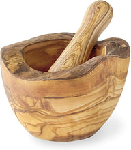 Load image into Gallery viewer, Olive Wood Mortar Pestle Rustic Handmade Kitchen Grinder For Spices