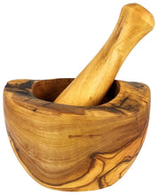 Load image into Gallery viewer, Olive Wood Mortar Pestle Rustic Handmade Kitchen Grinder For Spices