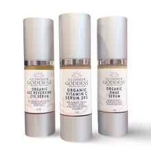 Load image into Gallery viewer, Organic Anti-Aging Trio Vitamin C + DMAE + Age Reversing Eye Serum