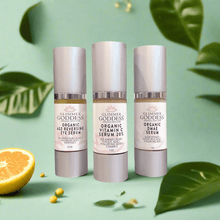 Load image into Gallery viewer, Organic Anti-Aging Trio Vitamin C + DMAE + Age Reversing Eye Serum