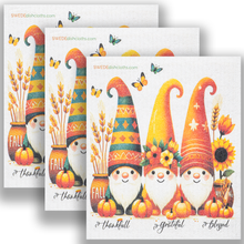 Load image into Gallery viewer, Eco-Friendly Swedish Dishcloths - Three Thanksgiving Gnomes set of 3