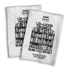 Load image into Gallery viewer, Waffle Towels – White with Printed Patterns (2-Pack)