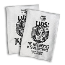 Load image into Gallery viewer, Waffle Towels – White with Printed Patterns (2-Pack)