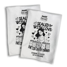 Load image into Gallery viewer, Waffle Towels – White with Printed Patterns (2-Pack)