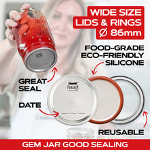 Load image into Gallery viewer, 12 Regular Mouth + 12 Wide Mouth Canning Lids and Rings Set of 24